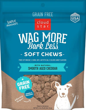 Cloud Star Wag More Bark Less Soft Chews with Smooth Aged Cheddar Grain-Free Dog Treats, 5-oz bag