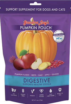 Grandma Lucy's Pumpkin Pouch Digestive Freeze-Dried Dog & Cat Food Topper, 6-oz bag