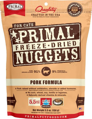 Primal Feline Pork Formula Nuggets Grain-Free Raw Freeze-Dried Food