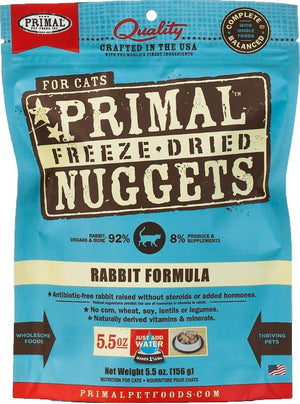 Primal Rabbit Formula Nuggets Grain-Free Raw Freeze-Dried Cat Food 5.5oz