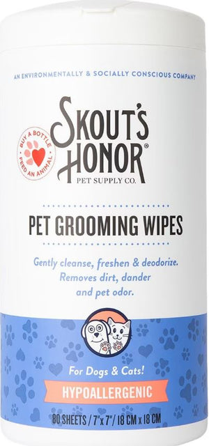 Skout's Honor Dog, Cat & Small Pet Grooming Wipes, 80 count