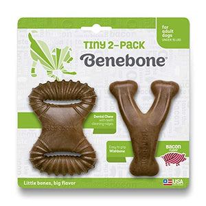 Benebone Bundle Tiny 2 Pack - Bacon Flavor Tough Dog Chew Toy