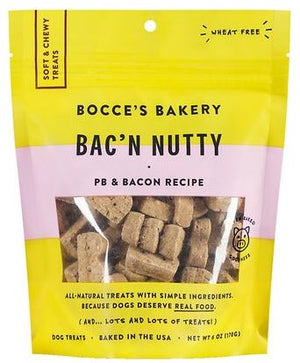 Bocce's Bakery Bac'n Nutty PB & Bacon Recipe Soft & Chewy Dog Treats, 6-oz bag