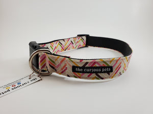 The Curious Pets Pink Chevron Dog Collar