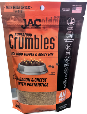 JAC Pet Nutrition Bacon & Cheese CRUMBLES Superfood Dog Meal Topper