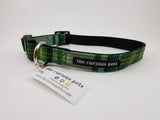 The Curious Pets Green Plaid Dog Collar
