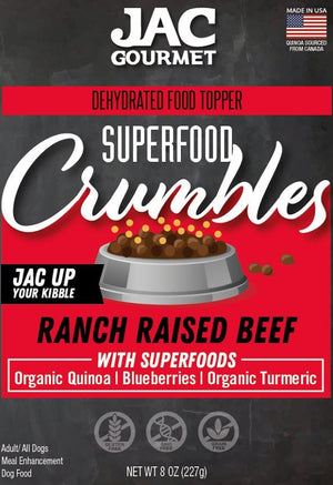 JAC Pet Nutrition Ranch Raised Beef CRUMBLES Superfood Dog & Cat Meal Topper