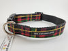 Black red and green plaid dog collar