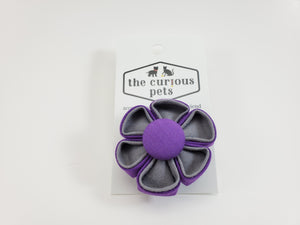 The Curious Pets Purple and Gray Duo Flower Bow