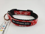 The Curious Pets Red Snowflakes Dog Collar